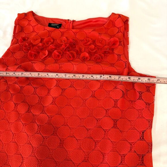 Peck & Peck Sleeveless Red Dress With Polka Dot and Beaded Rose Detail Size 16 - Picture 9 of 10